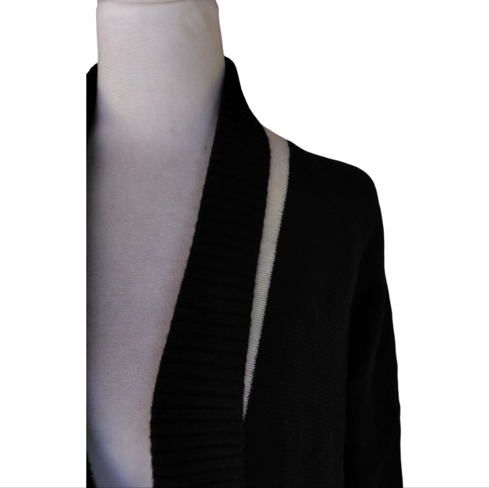 Banana Republic Italian Yarn Black Cream Drape Open Front Cardigan Size Small - Picture 4 of 8